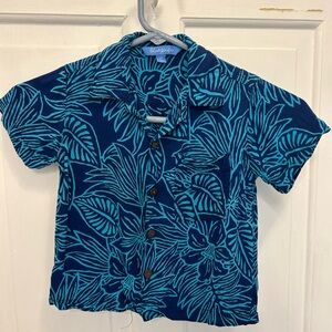 Hawaiian toddler shirt with coconut shell buttons